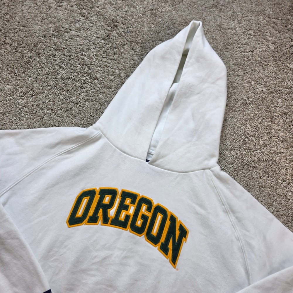 Vintage JanSport Oregon Ducks Hoodie Mens XL White Pullover Football Sweater